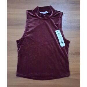 Womens Nwt Olive‎ & Oak Velvet Mock Sleeveless Top Shirt
